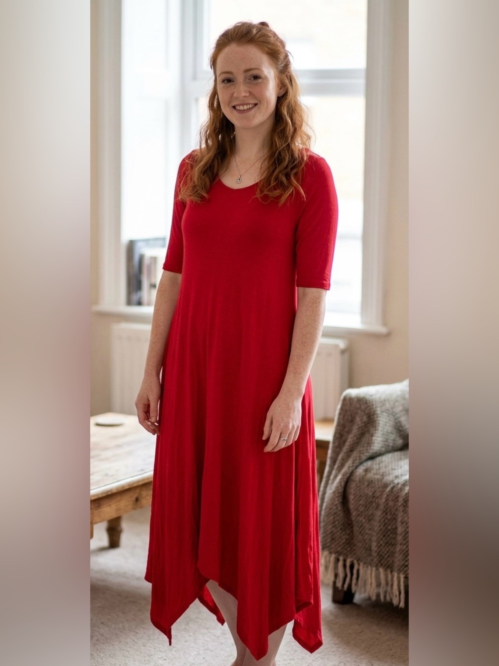 LOVE IN Red Flowy Hi-Low Maxi Dress